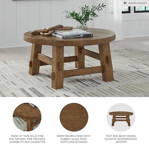 Signature Design by Ashley Mackifeld Round Coffee Table, Warm Brown Signature Design by Ashley