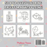 Stress Relief: Bold and Easy Coloring Book for Adults and Teens (Cute & Simple Coloring) WoodArtSupply