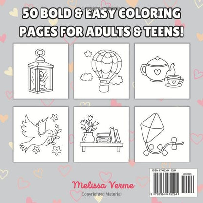 Stress Relief: Bold and Easy Coloring Book for Adults and Teens (Cute & Simple Coloring)