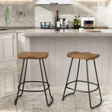 Awonde 26" Swivel Bar Stools Set of 2 Industrial Metal Counter Height Stools with Wood Top Matte Black Awonde