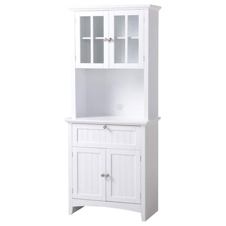 American Furniture Classics OS Buffet and Hutch with Framed Glass Doors and Drawer, Large, White American Furniture Classics