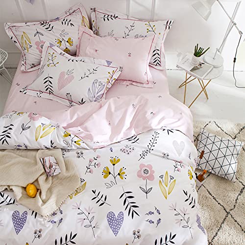 HighBuy Girls Duvet Cover Twin Floral Aesthetic Bedding Set White Pink Premium Cotton Teens Flower Kids Coquette Bedding Set Comforter Cover Soft Branches Boho Bedding Collection Pink HighBuy