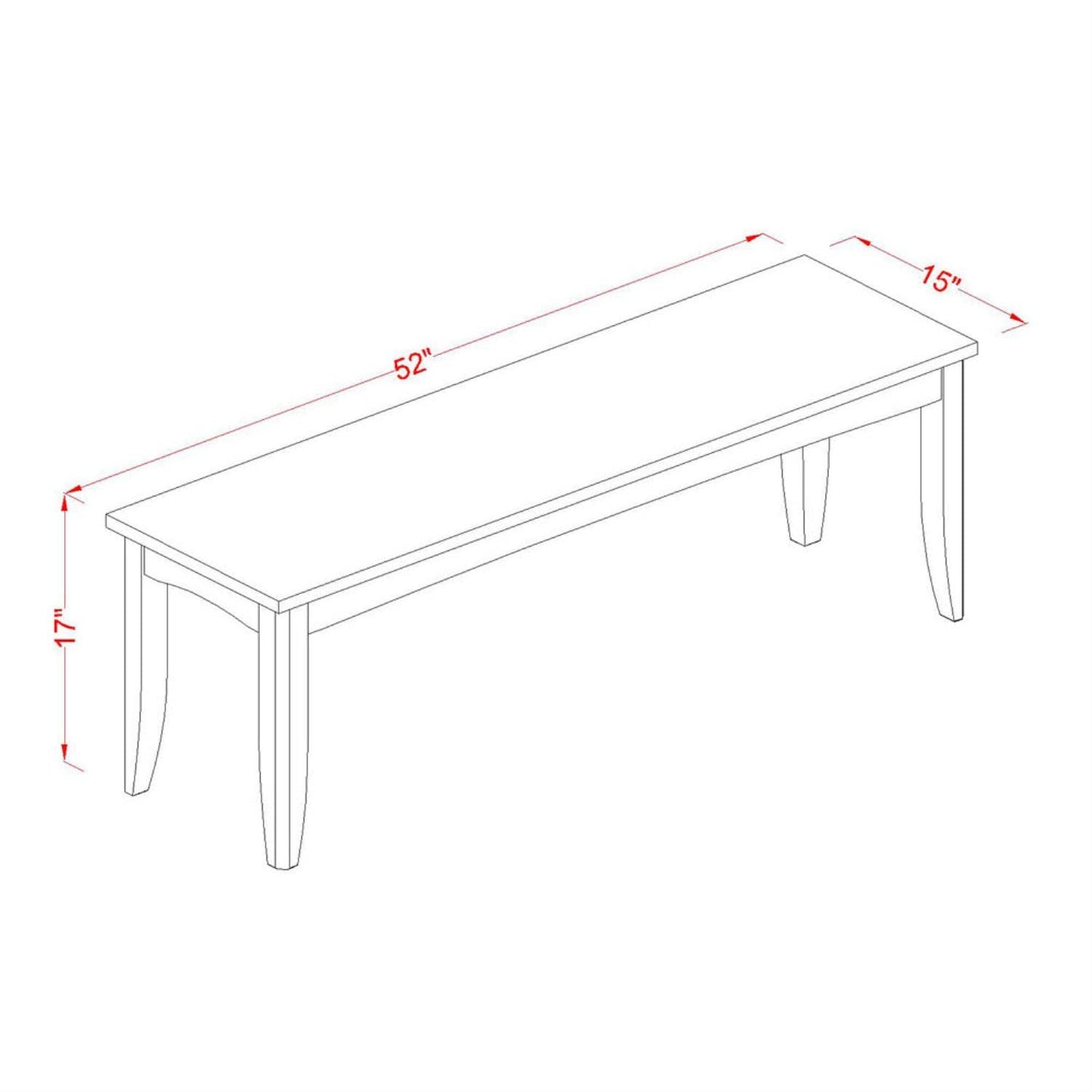 East West Furniture PFB-Cap-W Parfait Dining Table Bench with Wooden Seat, 52x15x17 Inch, Cappuccino - WoodArtSupply