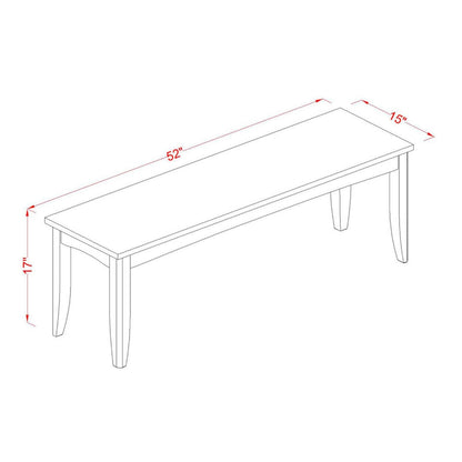 East West Furniture PFB-Cap-W Parfait Dining Table Bench with Wooden Seat, 52x15x17 Inch, Cappuccino - WoodArtSupply