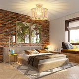 Wood Beaded Chandelier - Farmhouse Boho Light Fixture, Rustic Semi Flush Mount Ceiling Light, Oak 2 Lights Nursery Light Fixture for Hallway Foyer Bedroom Kitchen Island Living Room, E26 Base Frelii