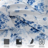 Great Bay Home Floral Twin/Twin XL Quilt Set with Shams, Blue Floral Bedding Set, All-Season, Lightweight Bedspread. Reversible, Farmhouse Bedding. (Twin/Twin XL, Jacqueline) Great Bay Home