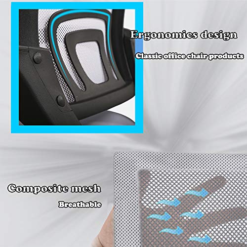 BestOffice Ergonomic Office Chair Mesh Cheap Desk Chair Task Computer Chair Lumbar Support Modern Executive Adjustable Rolling Swivel Chair for Back Pain, White BestOffice