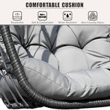 HWB Hanging Egg Chair with Stand, Swing Hammock Chair with Cushion for Indoor Outdoor, Patio Wicker Egg Swing Chair for Balcony Furniture, Light Gray HWB