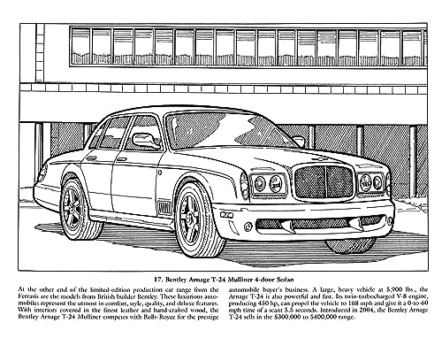 Luxury Cars Coloring Book (Dover Planes Trains Automobiles Coloring) Dover Publications