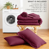 HIMEET Full Size Comforter Sets - 7 Pieces Bed in a Bag Full, Luxury Comforter Set with Sheets for All Season, Bed Set with Comforter, Flat Sheet, Fitted Sheet, Pillowcases & Shams, Burgundy HIMEET