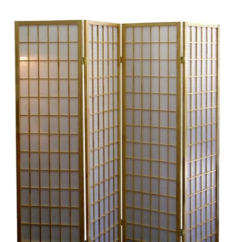 Transform Your Space with a 70" Tall 4-Panel Japanese Style Room Divider - Beautiful Natural Wood Finish! Zjjseloru