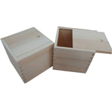 StarMall Wooden Unfinished Storage Box with Slide Top-Square (Big(5" x 5" x 4.5")) StarMall