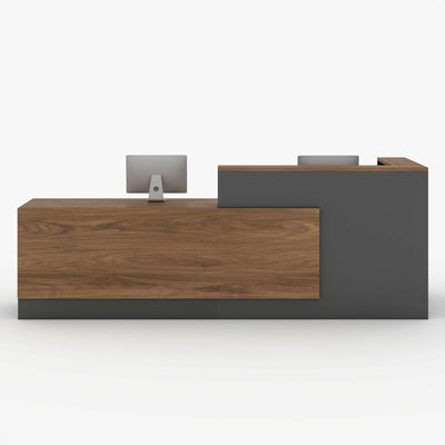 YTElantivo L-Shaped Reception Desk with Counter and Lockable Drawers and Storage,Modern Front Desk Reception Counter for Checkout, Lobby, Beauty Salon (Iron Grey_D, Left_78*24 * 41IN)