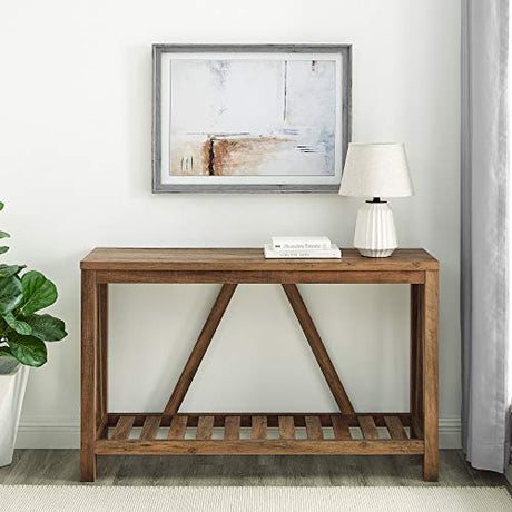 Walker Edison Modern Farmhouse Accent Entryway Table Entry Table Living Room End Table, 52 Inch, Rustic Oak Walker Edison