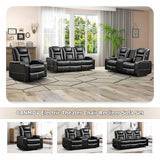 CANMOV Home Theater Seating Seats, Theater Recliner Chair Sofa, PU Leather 3 seat Power Recliner Sofa with Cup Holders, Hidden Arm Storage, USB Ports,Black