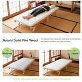 EMOOR Foldable Wood Slatted Floor Bed Frame OSMOS Twin Solid Pine (Earth-Natural), Easy Assembly Space Saving Storable Floor Life Tatami EMOOR