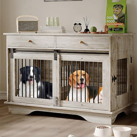 47" Dog Furniture Crate, Large Furniture Style Dog Crate for Large/Medium/Small Dogs (Retro Grey, One Cage) Garvee