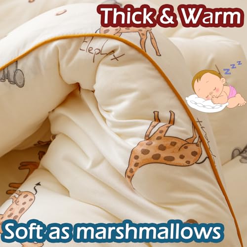 MorroMorn Super Soft Comforters Queen Size Bed Set, 3 PCS Bedding Sets - Thick Fluffy Comforter with 2 Pillowcases Neutral for Girls Boys Kids, Lightweight Warm Cozy for Cold Weather (Cute Animals) MorroMorn