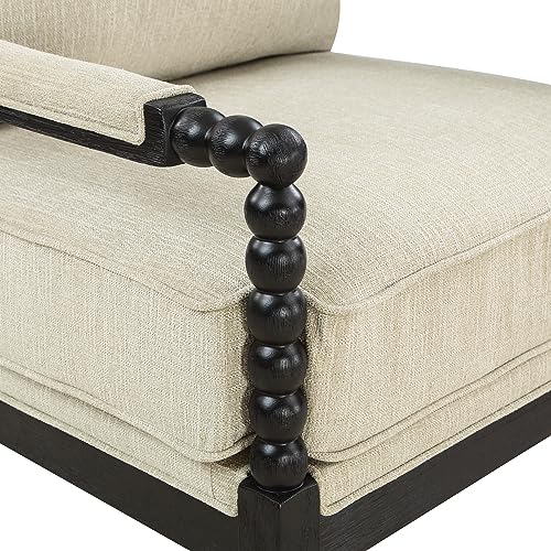 OSP Home Furnishings Eliza Spindle Accent Chair, Linen Fabric with Black Wood OSP Home Furnishings