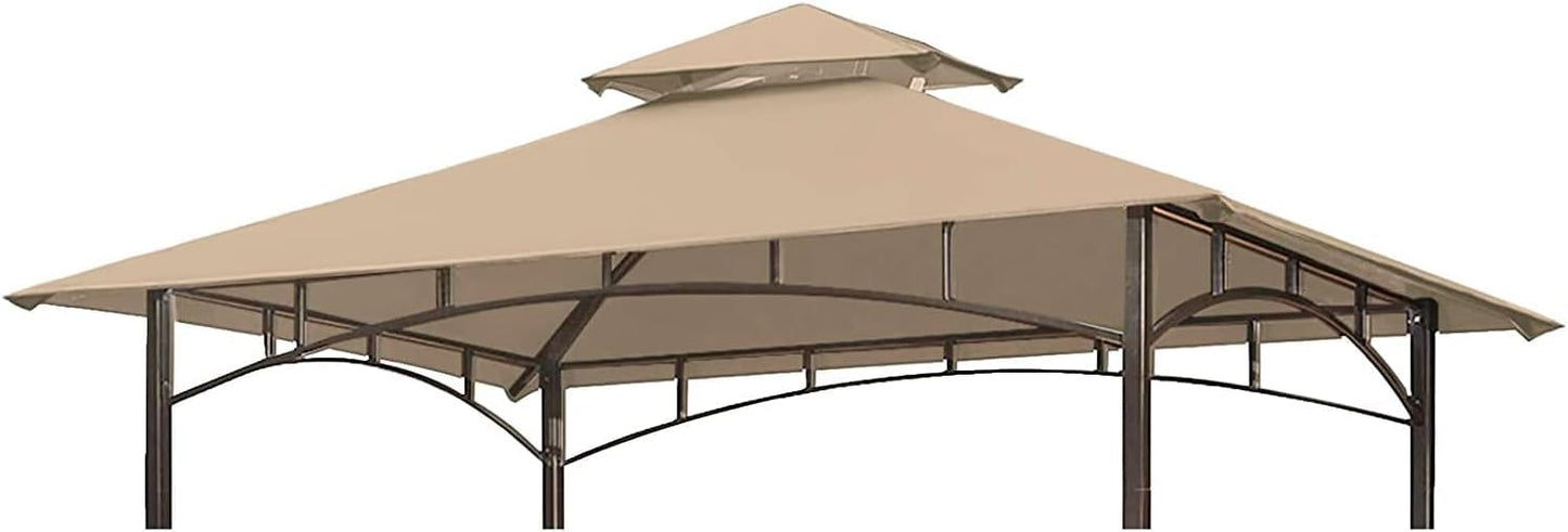 OLILAWN Grill Gazebo Replacement Canopy Roof, 5' x 8' Outdoor BBQ Gazebo Canopy Top Cover, Double Tired Grill Shelter Cover with Durable Polyester Fabric, Fit for Model L-GG001PST-F, Beige - WoodArtSupply