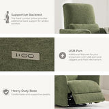 CHITA Power Recliner Chair Swivel Glider, FSC Certified Upholstered Living Room Nursery Reclining Sofa Chair with Lumbar Support, Green
