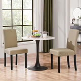 Yaheetech Dining Chairs Set of 2 Fabric Upholstered Parson Kitchen Chairs with Padded Seat and Solid Wood Legs for Dining Room/Restaurant, Khaki Yaheetech