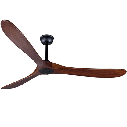 Bigzone 70" Ceiling Fan Without Light, 3 Solid Wood Blades, Remote Control, Reversible Wooden Ceiling Fan