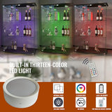 WHLIHUSU Glass Display Cabinet with LED Lights - Curio Cabinet with Glass Doors for Collectibles, Quick Assembly, Tempered Bookshelf, for Living Room and Bedrooms, 2-Door 3-Shelfs, White WHLIHUSU