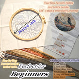 FONNUY Embroidery Kit, Featuring Crow and Landscape Patterns, Cross Stitch Kits for Both Adults and Beginners, Handmade Crafts Printed Pattern Set, Color Thread Needlework, 8'' Hoop (Fearless Bird)