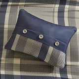 Intelligent Design Robbie 7-Piece Twin XL Comforter Set – Lightweight All-Season Plaid Bedding, Navy/Tan, Cozy Bed-in-a-Bag with Matching Shams & Decorative Pillow, Modern Casual Style Intelligent Design