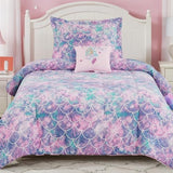 Wink Deer Twin Comforter Set for Girls-3 Pieces Mermaid Glow in the Dark Twin Bedding Sets for Kids,1 Comforter,1 Sham and 1 Decor Pillow Wink Deer