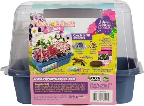 Grow Your Own Flower Princess Palace Terrarium Starter Kit - Blooming Jewelweed & Princess Flowers, Includes Pony, Royal Gems & Complete Supplies to Start Growing in a Week TOYS BY NATURE