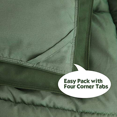 HIG 3pc Green Twin/Twin XL Comforter Set - All Season Reversible Down Alternative Bedding Comforter - Quilted Duvet Insert with Corner Tabs - Box Stitched Blanket - Breathable, Soft, Fluffy HIG