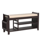 Nnewvante Large Shoe Bench Rack Shoe Organizer with Storage Side Basket Drawer Bamboo Removable Padded Cushion Seat for Entryway Hallway Living Room Bathroom-37.4in Nnewvante