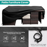 Wumiokio Patio Furniture Set, 7 Pieces Outdoor Patio Furniture with Dining Table&Chair, All Weather Wicker Conversation Set with Ottoman,Brown Rattan & Ivory Cushions (Include Sofa Dust Cover) Wumiokio