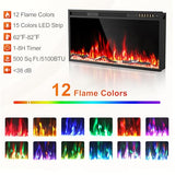 60 Inch Electric Fireplace with Mantel, Replaceable 42”Fireplace Insert Heater, 3D Realistic Log and Flame Effect, Timer, White Marble Finish for Living Room Bedroom Eshoma