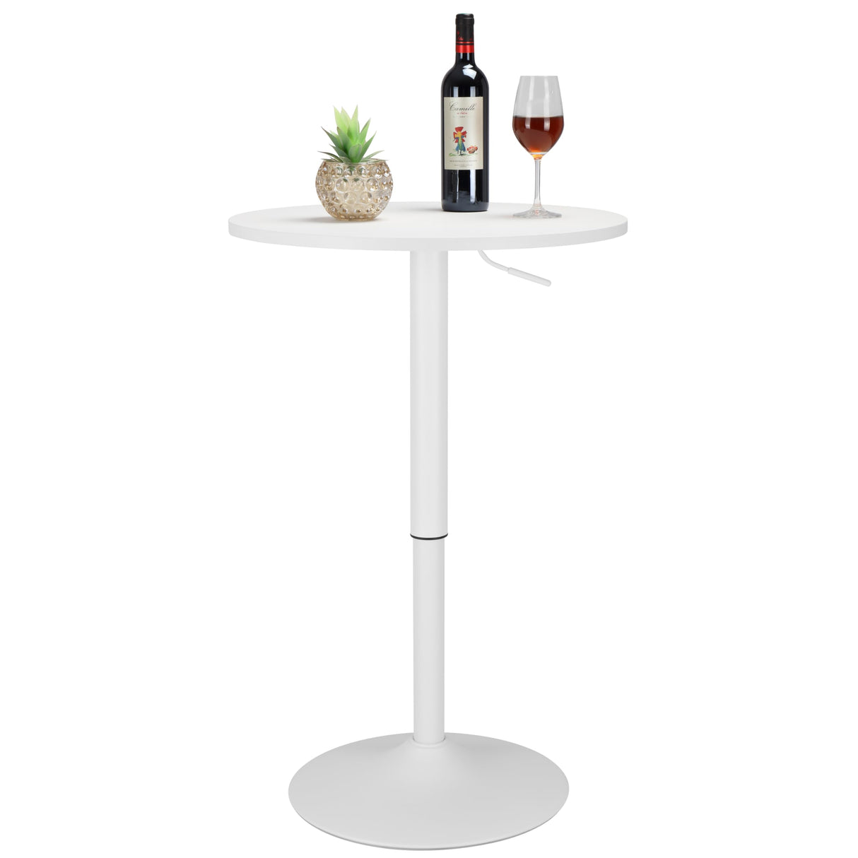 Finnhomy 24'' Round Cocktail Bar Table with Metal Base, Tall Bistro Pub Table, Adjustable 27.9''-35.4'' Counter Bar Height for Kitchen, Dining Room, Living Room, Easy Assembly, White Finnhomy