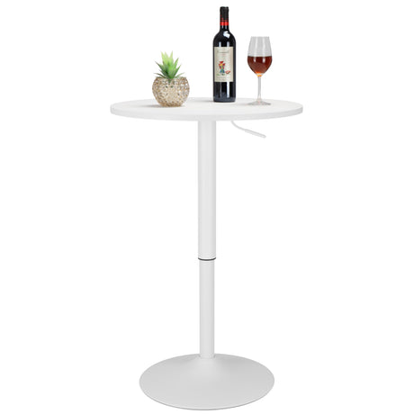 Finnhomy 24'' Round Cocktail Bar Table with Metal Base, Tall Bistro Pub Table, Adjustable 27.9''-35.4'' Counter Bar Height for Kitchen, Dining Room, Living Room, Easy Assembly, White Finnhomy