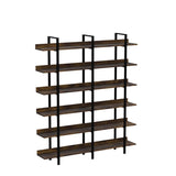 FRAPOW 83Inch Industrial Bookshelf and Bookcase, Double Wide 6 Tier Large Vintage Book Shelf with Metal Frame Open Bookshelves for Living Room Home Office FRAPOW