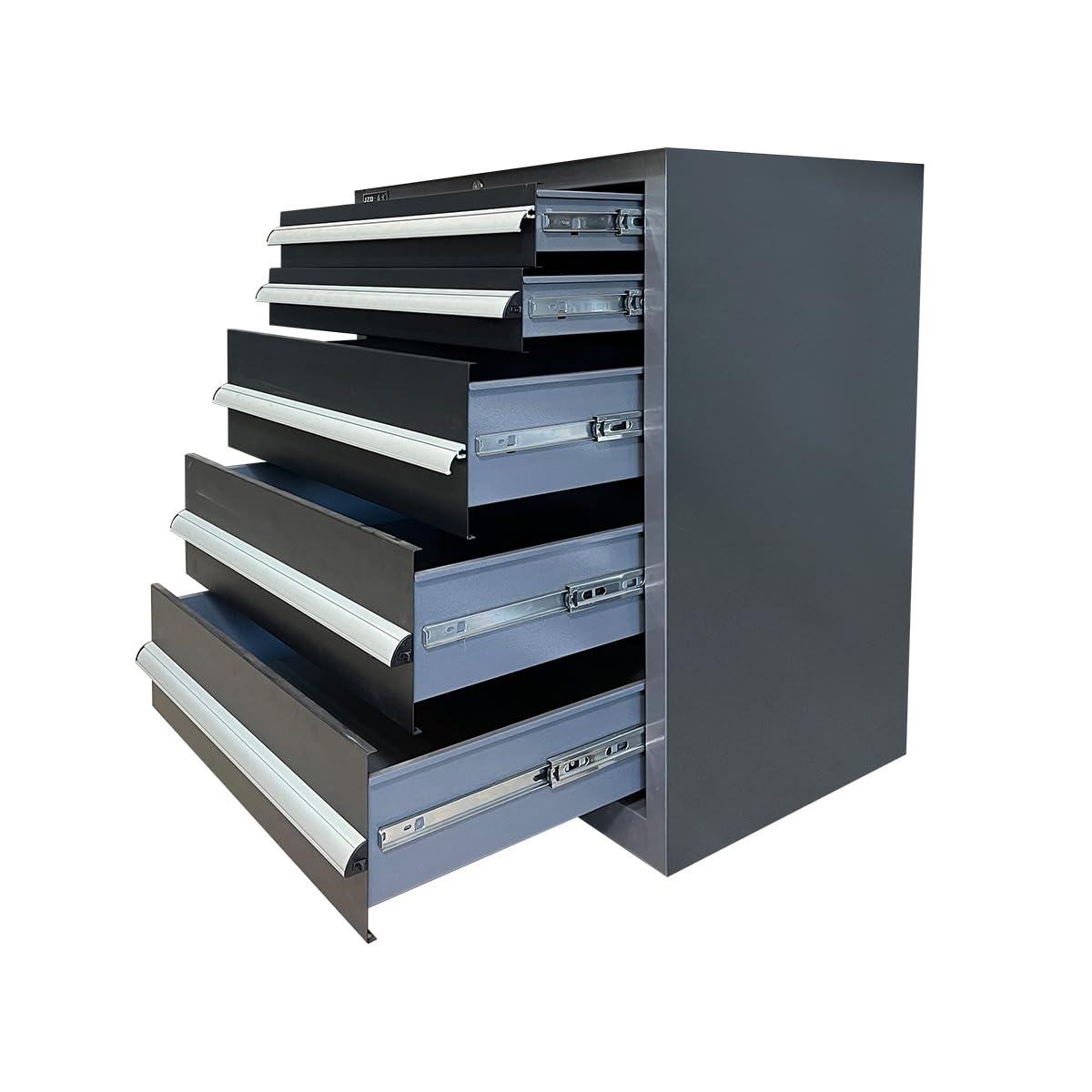 JZD Metal Tool Storage Cabinet with Lockable 5 Drawers. for Garage Workshops, No Assembly Required, Black & Grey JZD