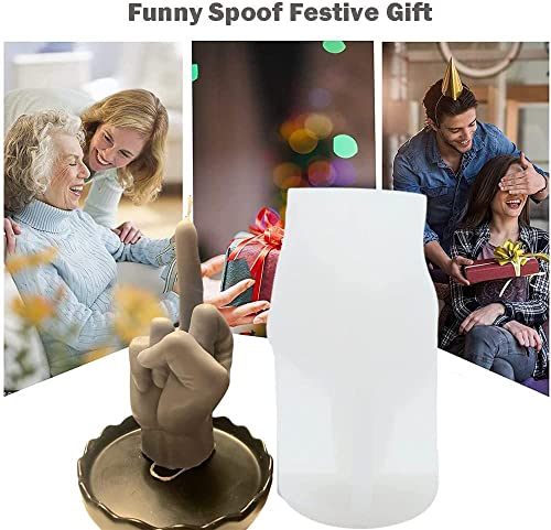 TOPYS 3D Hand Shaped Silicone Mold, 3.7in Gesture Candle Mold,Middle Finger Shaped Resin Casting Mould for Candle Making and Baking Making Soap Wax Cake Mousse Ice Cream