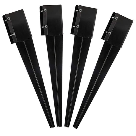 Kdgarden Fence Post Anchor Metal Ground Spike Heavy Duty Black Coated Powder Fence Stakes Post Support Base for 4"x4" Mailbox or Fence Post, 24"x4"x4" Outer Dia (3.5"x3.5" Inner Dia), Pack of 4 Kdgarden