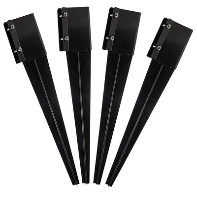 Kdgarden Fence Post Anchor Metal Ground Spike Heavy Duty Black Coated Powder Fence Stakes Post Support Base for 4"x4" Mailbox or Fence Post, 24"x4"x4" Outer Dia (3.5"x3.5" Inner Dia), Pack of 4
