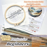 FONNUY Embroidery Kit for Beginners, Nature Hills Landscape Pre-Stamped Pattern Kits for Adults with Hoop, Easy to Follow Color Thread Needlework, 8'' Hoop (Green Hills)