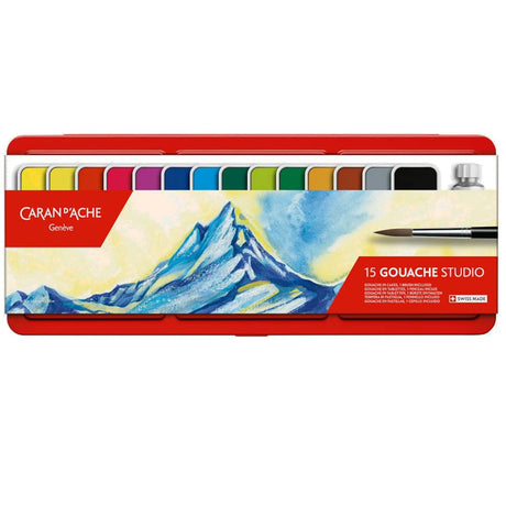 Caran d'Ache Gouache Studio 15 Assorted Colors Set in Metal Tin Caran d'Ache