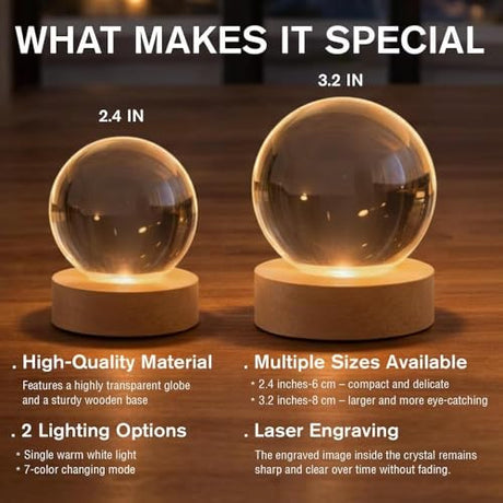 Evamall Personalized Pet Memorial Crystal Ball Night Light, Custom Cat Portrait Lamp, Pet Loss Keepsake, Gift for Dog Lovers, Dog Cat Memorial Gift Evamall
