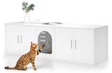 Amunrbrek Litter Box Enclosure for 2 Cats, Cat Litter Box Enclosure Furniture with Double Room, Wooden Litter Box Furniture with Cat Door, White amunrbrek