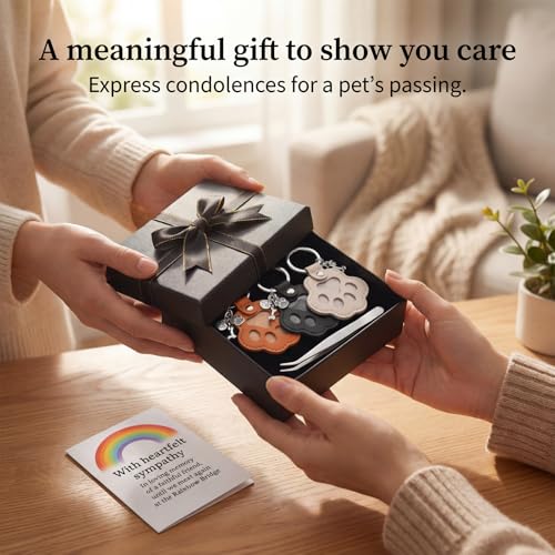 PowViux Dog Memorial Gifts for Loss of Dog – 6 PCS Pet Keepsake Keychain Set with Fur Capsule, Engraved Quotes & Gift Box – Sympathy Gift for Pet Loss, In Memory of a Beloved Pet