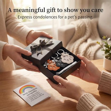 PowViux Dog Memorial Gifts for Loss of Dog – 6 PCS Pet Keepsake Keychain Set with Fur Capsule, Engraved Quotes & Gift Box – Sympathy Gift for Pet Loss, In Memory of a Beloved Pet PowViux