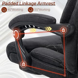 600LBS Big and Tall Office Chair for Heavy People,Large Reclining Executive Office Chairs with Foot Rest&Air-Adjust Lumbar Support,Fabric Ergonomic High Back Computer Chair, Black BIGGARSIT
